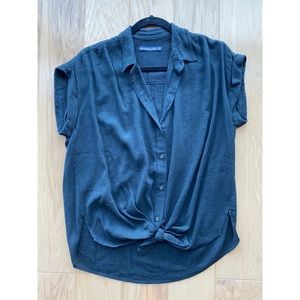 A&F Black Textured Short Sleeve Shirt